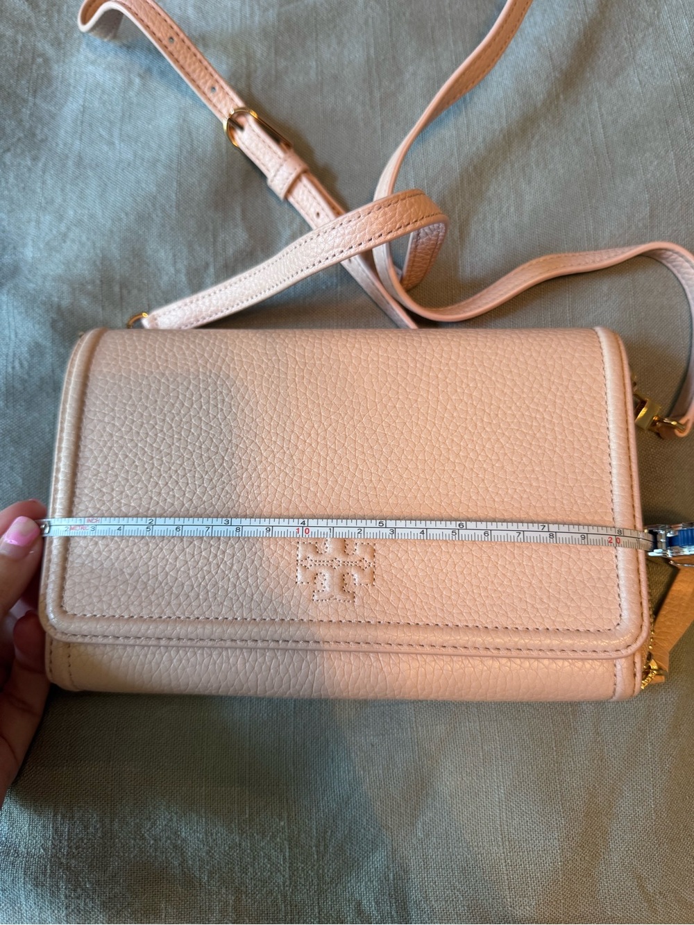 Tory Burch Blush Pink Pebbled Leather Crossbody Wallet - Picture 12 of 14